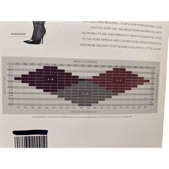 Hanes Silk Reflections Thigh Highs Jet Size EF Style 720 Silky Sheer Sandalfoot - Picture 3 of 5